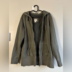 Roots Olive Zip Hoodie with Kangaroo Pockets